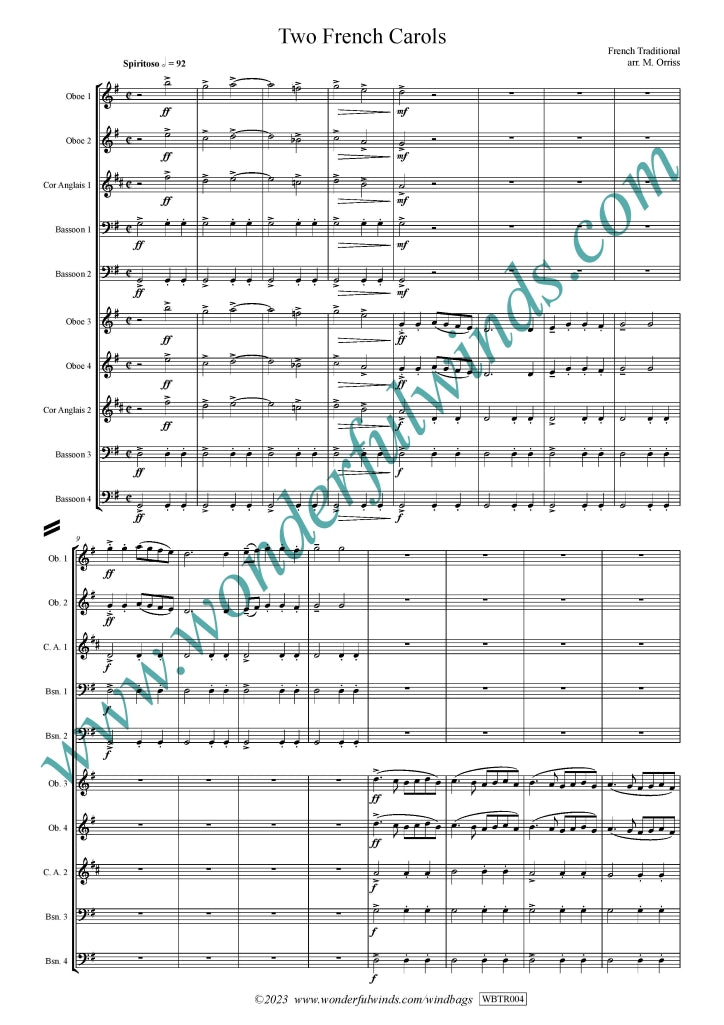 WBTR004 Two French Carols - French Traditional – Wonderful Winds